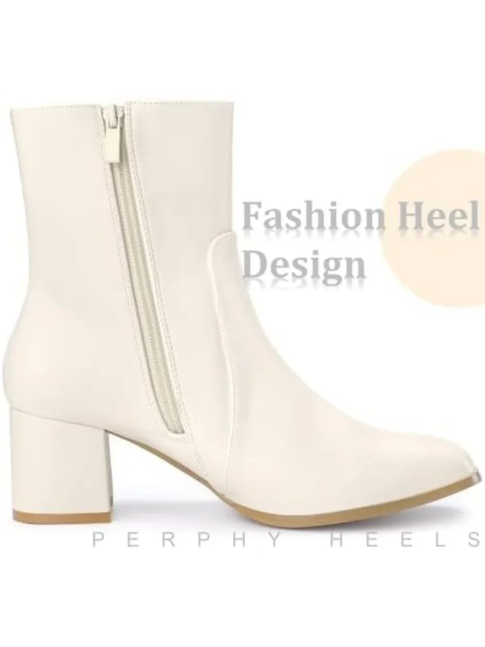 Chic Square Toe Chunky Heel Ankle Boots with Side Zip for Women - Stylish